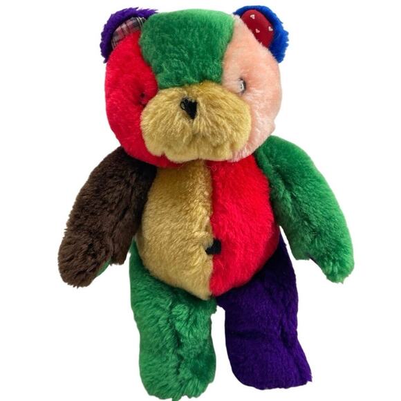 VTG 1996 PEE THE CHRISTMAS BEAR PATCHWORK TEDDY BEAR 9’ RARE PLUSHIE SQUEAKER - Picture 3 of 12